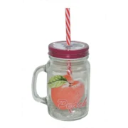 Γυάλινο βάζο με χερούλι και καλαμάκι - Image 2