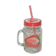 Γυάλινο βάζο με χερούλι και καλαμάκι - Image 3