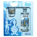 Σετ ούζο με τύπωμα Heliostagma 100ml με δύο σφηνάκια