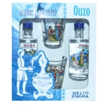 Σετ ούζα με τύπωμα Heliostagma 2x50ml με δύο σφηνάκια