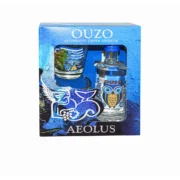 Σετ ούζο με τύπωμα Aeolus 50ml με δύο σφηνάκια - Image 2