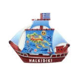 Μαγνητάκι Χαλκιδική βάρκα χάρτης