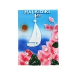 Μαγνητάκι Χαλκιδική βάρκα λουλούδια